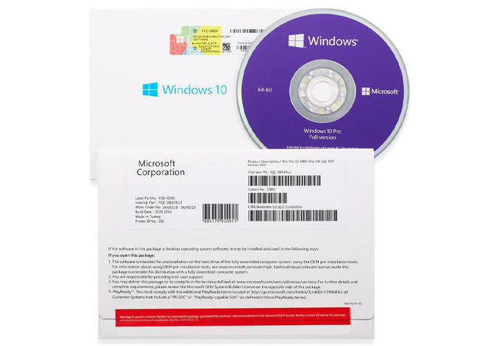 Microsoft Windows 10 Pro Licence Key Code DVD OEM Package FPP RAM 2 GB For 64-Bit