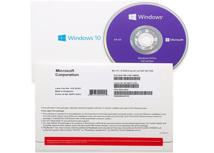 Computer Laptop Windows 10 Pro Key Code OEM 64 Bits DVD Pack Online Activation